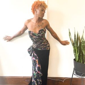 Velvet and Metallic 1970s Lillie Rubin Gown